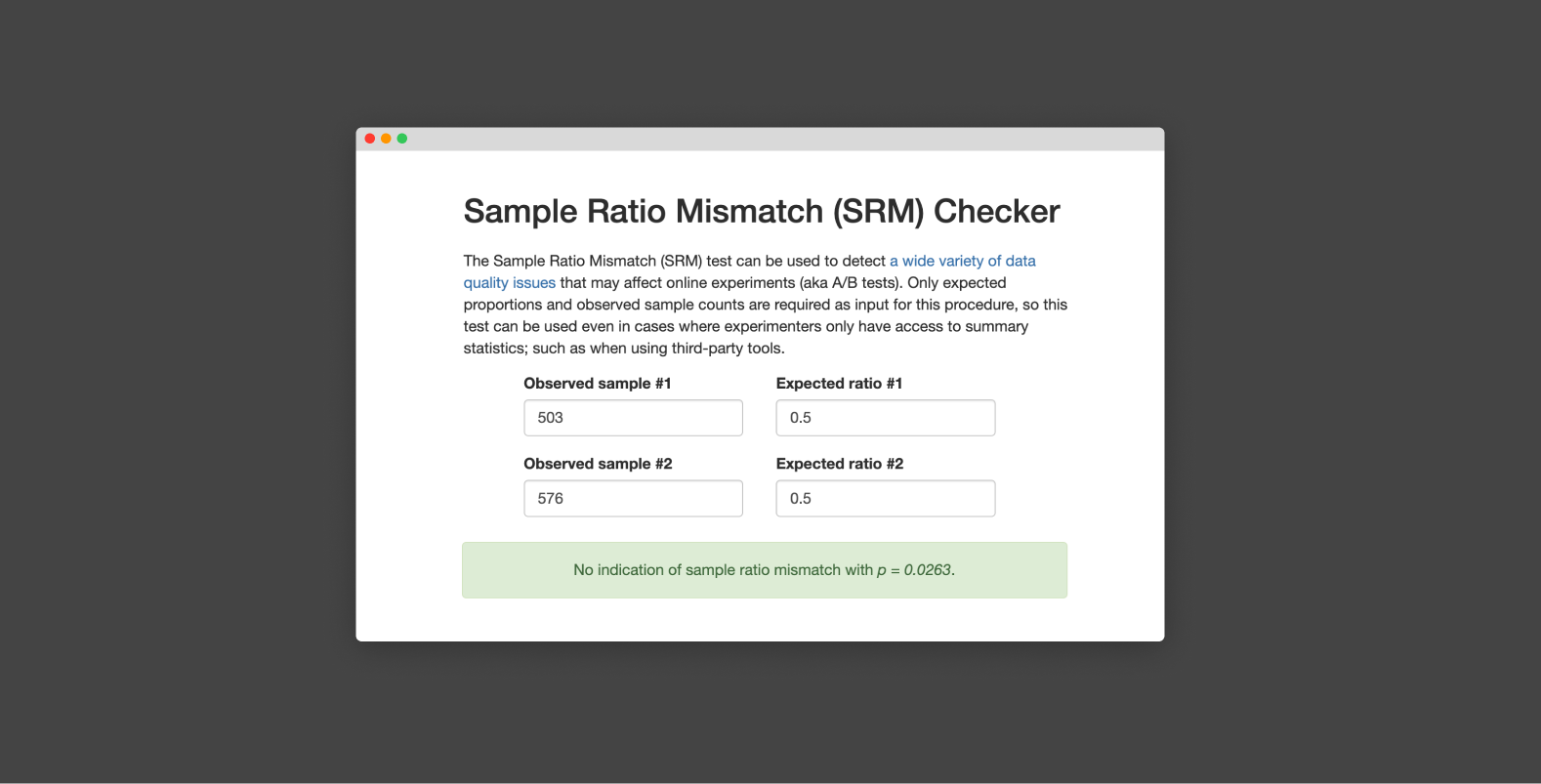 Screenshot of Lukas Vermeer's manual SRM checker.